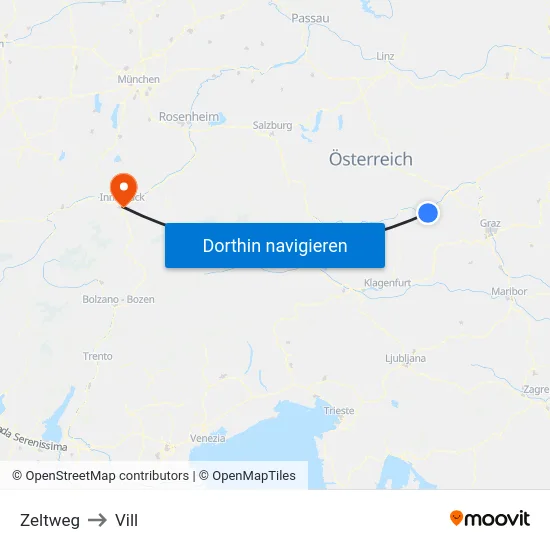 Zeltweg to Vill map