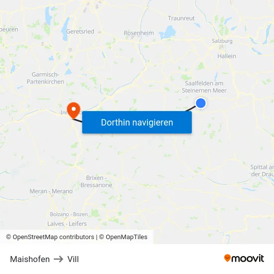 Maishofen to Vill map
