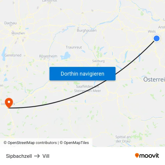 Sipbachzell to Vill map