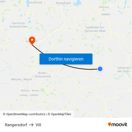 Rangersdorf to Vill map