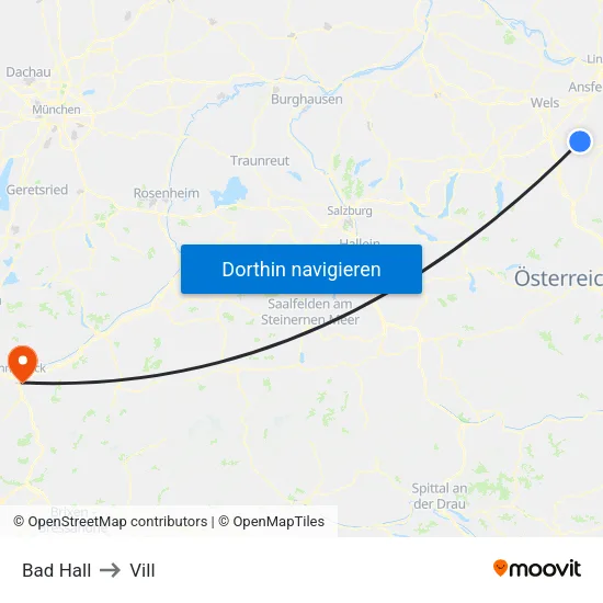 Bad Hall to Vill map