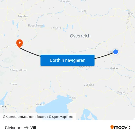 Gleisdorf to Vill map