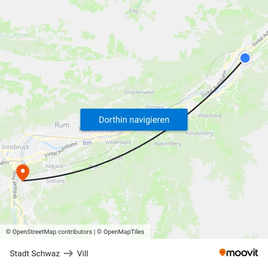 Stadt Schwaz to Vill map