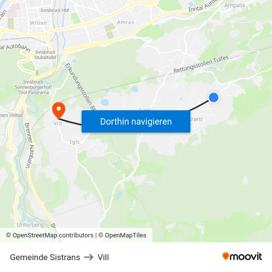 Gemeinde Sistrans to Vill map