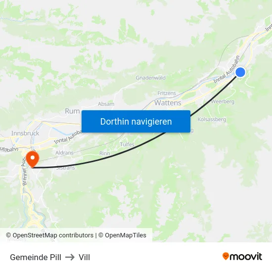 Gemeinde Pill to Vill map