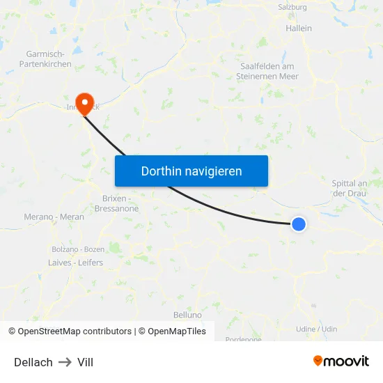Dellach to Vill map