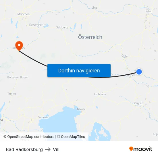Bad Radkersburg to Vill map
