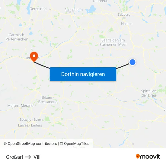 Großarl to Vill map