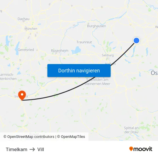 Timelkam to Vill map