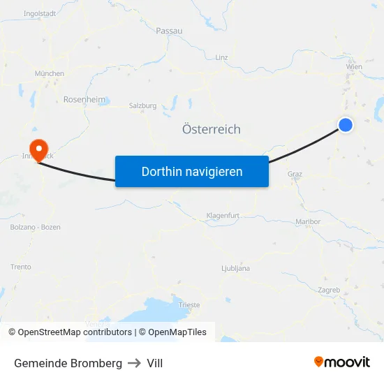 Gemeinde Bromberg to Vill map