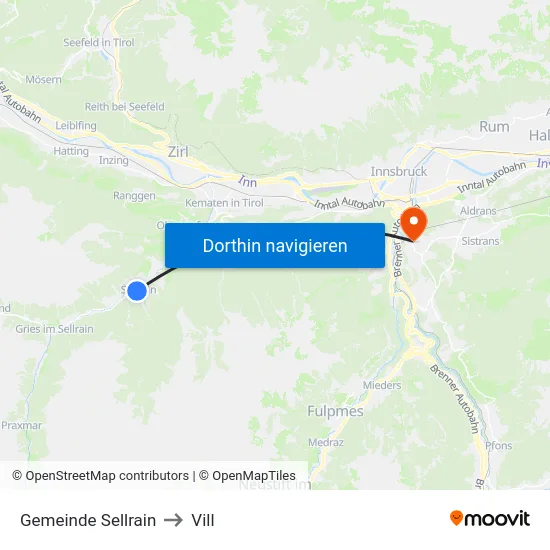 Gemeinde Sellrain to Vill map