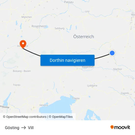 Gösting to Vill map