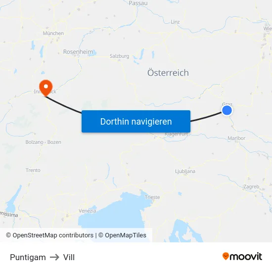 Puntigam to Vill map