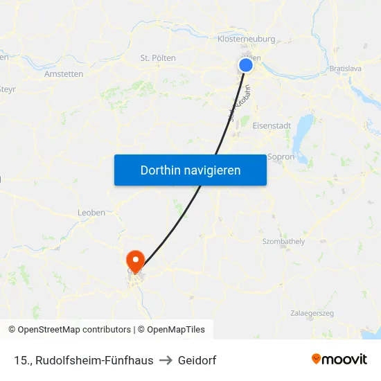 15., Rudolfsheim-Fünfhaus to Geidorf map