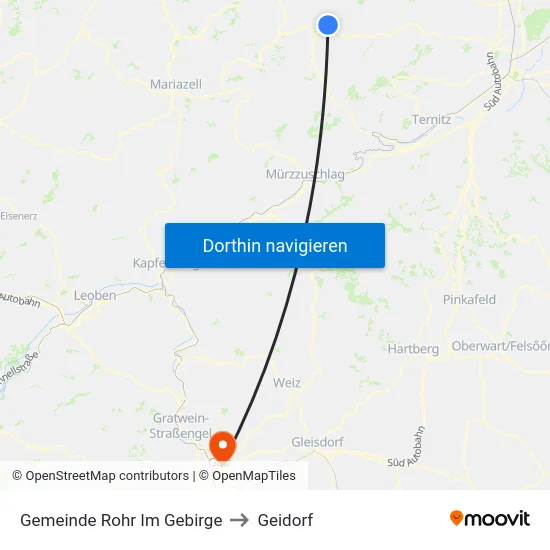Gemeinde Rohr Im Gebirge to Geidorf map