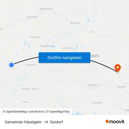 Gemeinde Häselgehr to Geidorf map