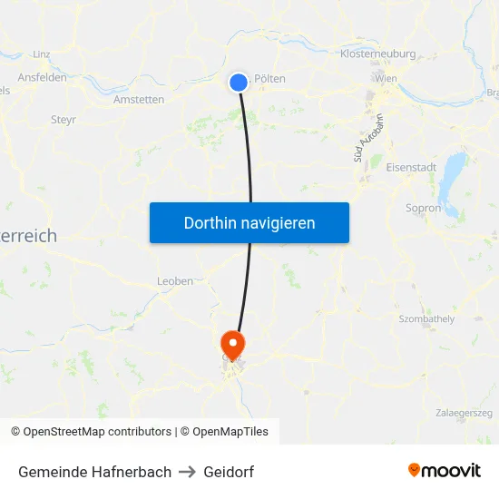 Gemeinde Hafnerbach to Geidorf map