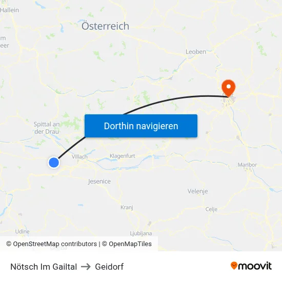 Nötsch Im Gailtal to Geidorf map