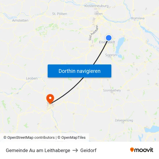 Gemeinde Au am Leithaberge to Geidorf map