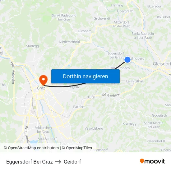 Eggersdorf Bei Graz to Geidorf map