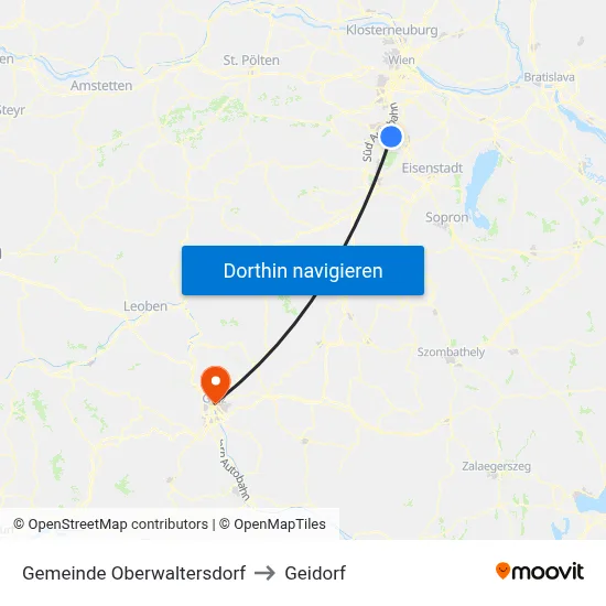 Gemeinde Oberwaltersdorf to Geidorf map