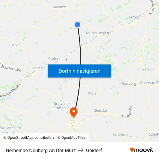 Gemeinde Neuberg An Der Mürz to Geidorf map