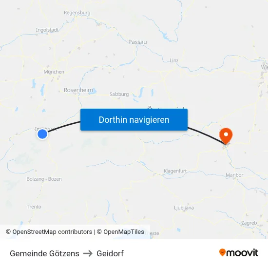 Gemeinde Götzens to Geidorf map