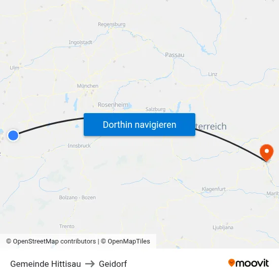 Gemeinde Hittisau to Geidorf map