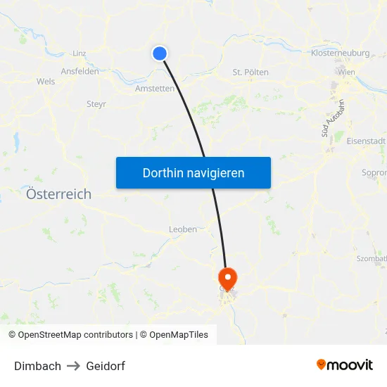 Dimbach to Geidorf map