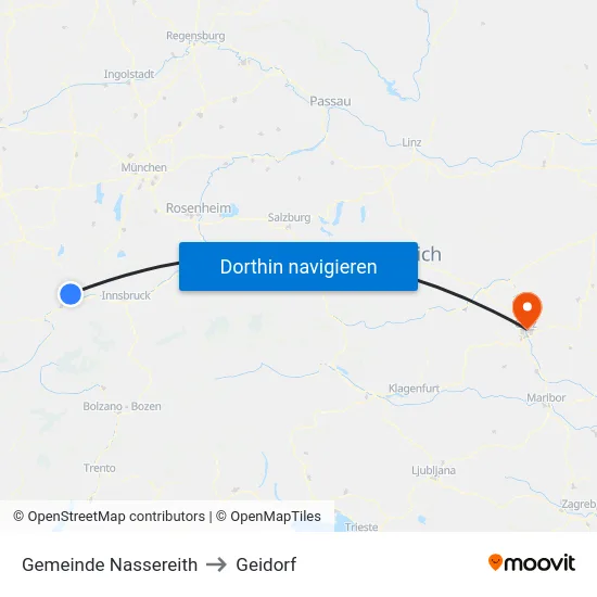 Gemeinde Nassereith to Geidorf map