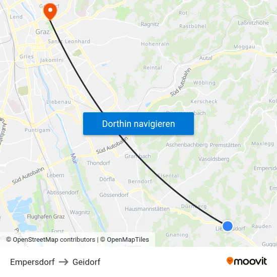 Empersdorf to Geidorf map