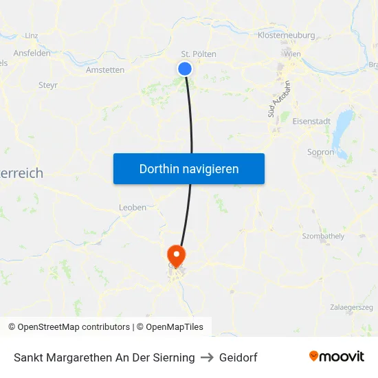 Sankt Margarethen An Der Sierning to Geidorf map