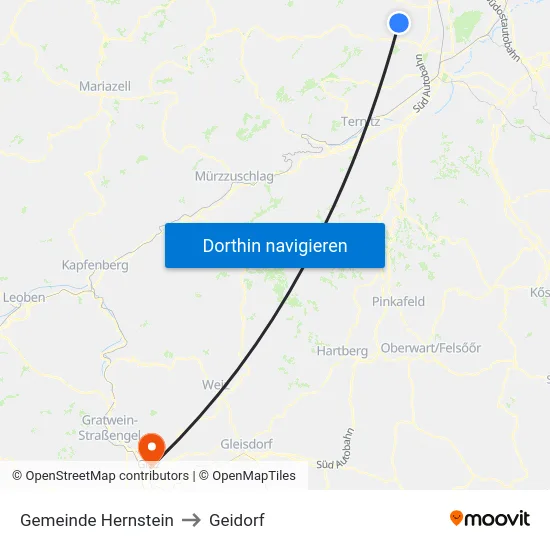 Gemeinde Hernstein to Geidorf map