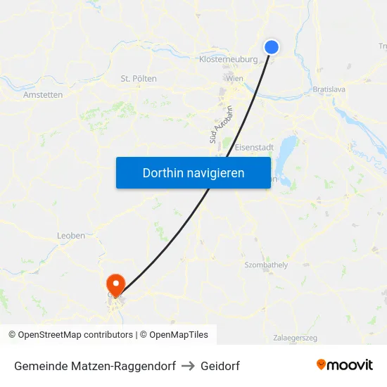 Gemeinde Matzen-Raggendorf to Geidorf map