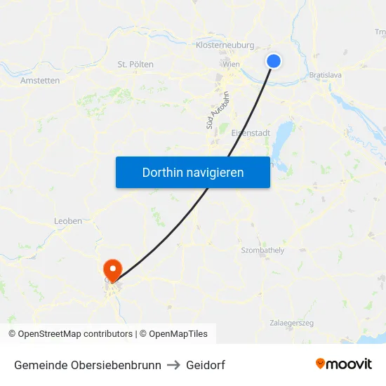Gemeinde Obersiebenbrunn to Geidorf map