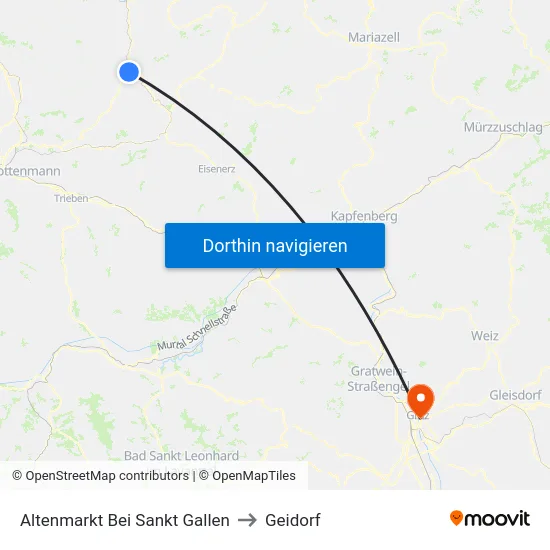 Altenmarkt Bei Sankt Gallen to Geidorf map