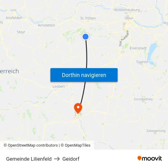 Gemeinde Lilienfeld to Geidorf map