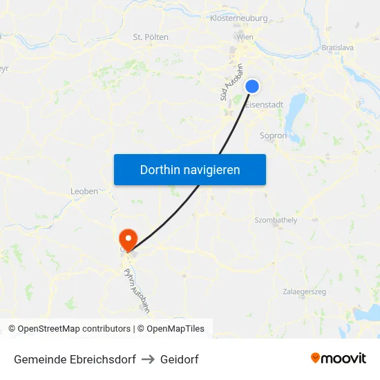 Gemeinde Ebreichsdorf to Geidorf map
