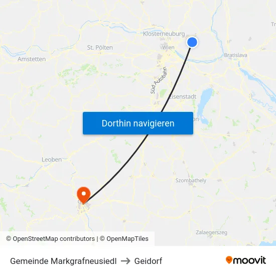 Gemeinde Markgrafneusiedl to Geidorf map