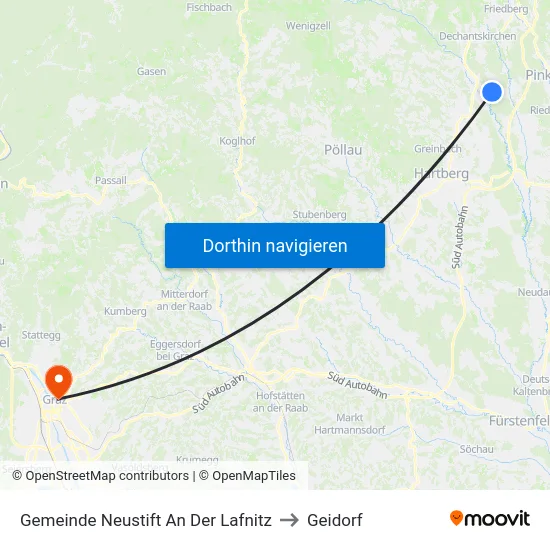 Gemeinde Neustift An Der Lafnitz to Geidorf map