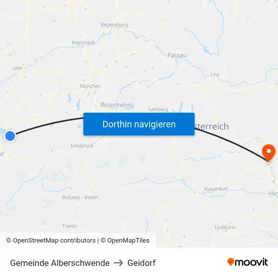 Gemeinde Alberschwende to Geidorf map