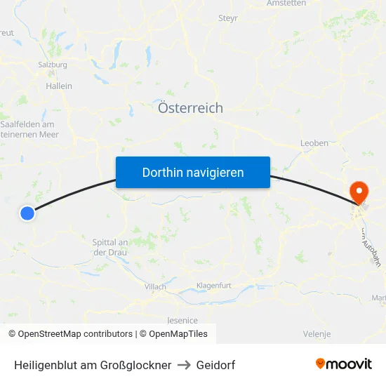 Heiligenblut am Großglockner to Geidorf map