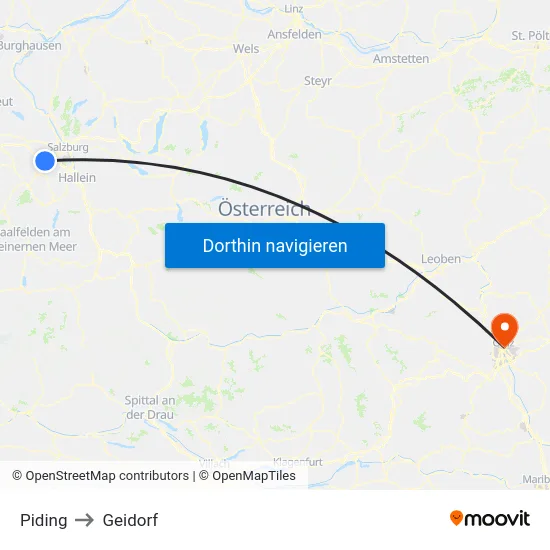 Piding to Geidorf map