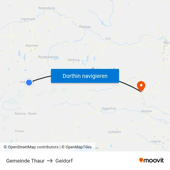 Gemeinde Thaur to Geidorf map