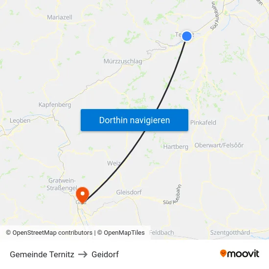 Gemeinde Ternitz to Geidorf map