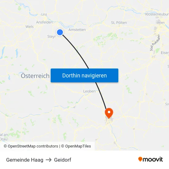 Gemeinde Haag to Geidorf map