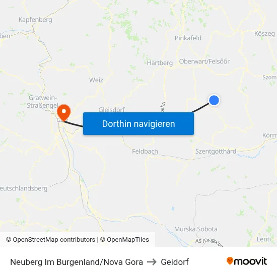 Neuberg Im Burgenland/Nova Gora to Geidorf map