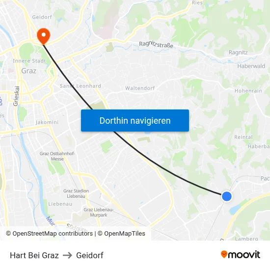 Hart Bei Graz to Geidorf map