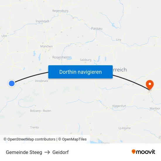 Gemeinde Steeg to Geidorf map