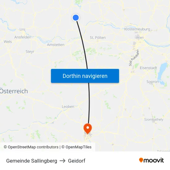 Gemeinde Sallingberg to Geidorf map